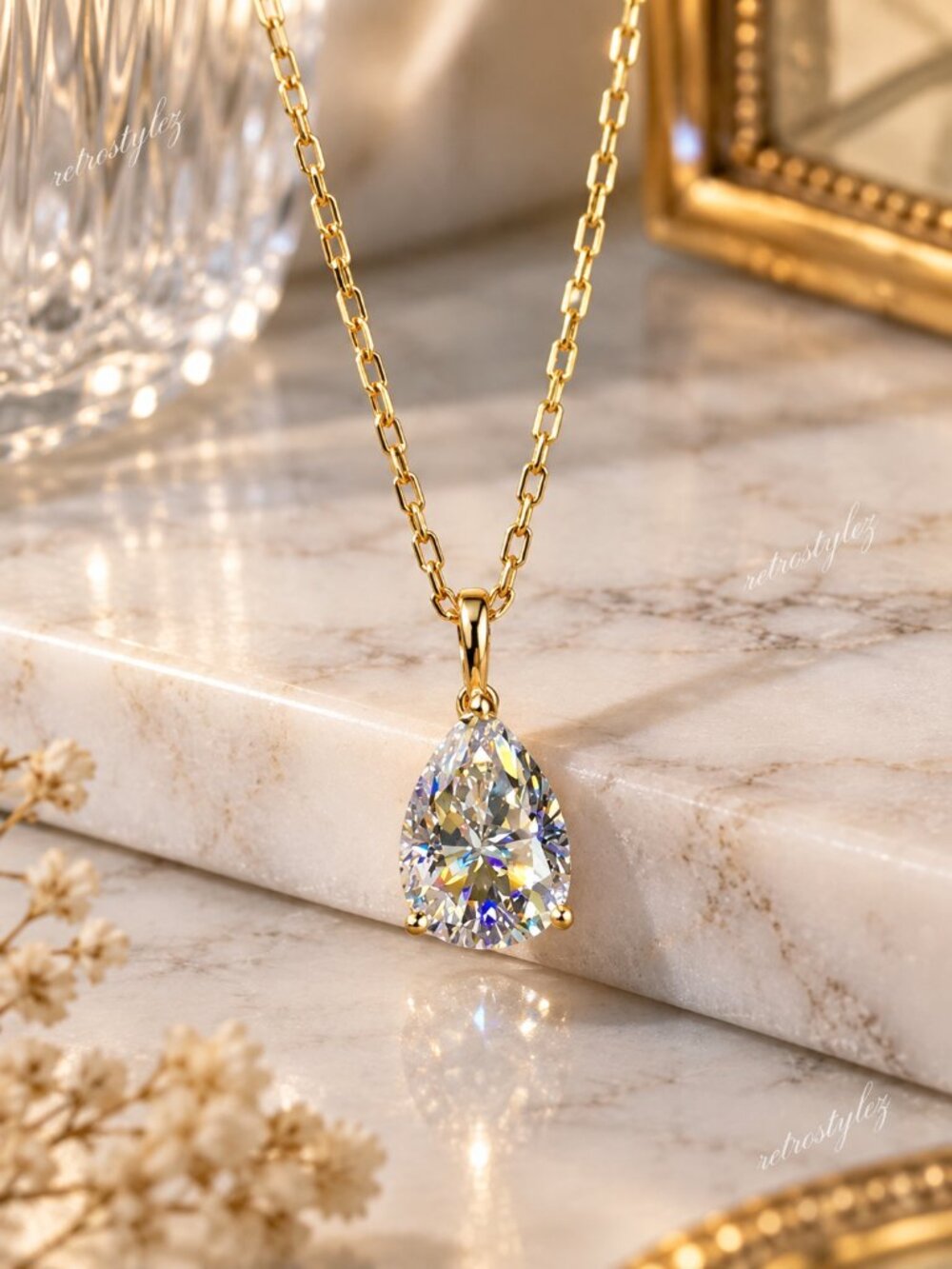 14K Gold Womens 1ct Solitaire Diamond Pendant Necklace 18" Ladies New Jewelry